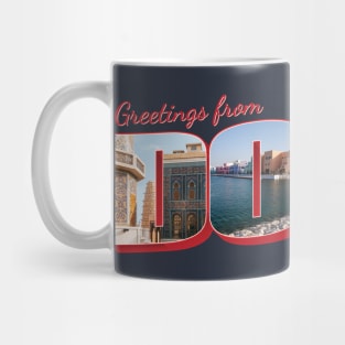 Greetings from Doha in Qatar Vintage style retro souvenir Mug